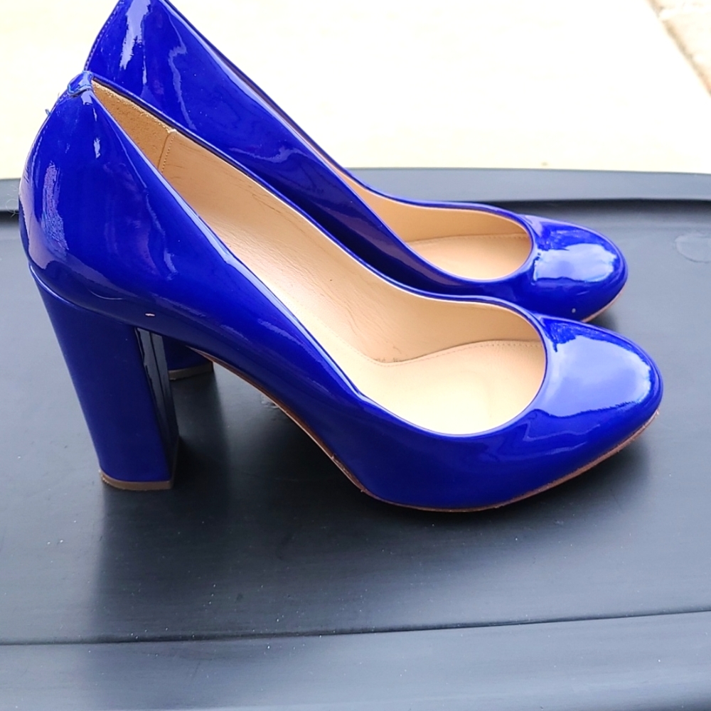 Bright royal blue patent leather heels by J.Crew 💙